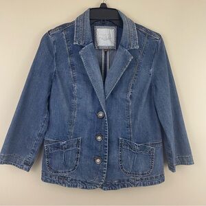 Sonoma Life + Style 3/4 Sleeve Short Waisted Jean Jacket Sz M